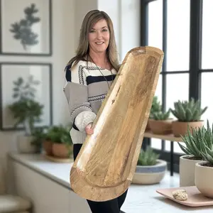 The MOD Hosting Tray — Hand-Carved Mango Wood Centerpiece, Long 40×9