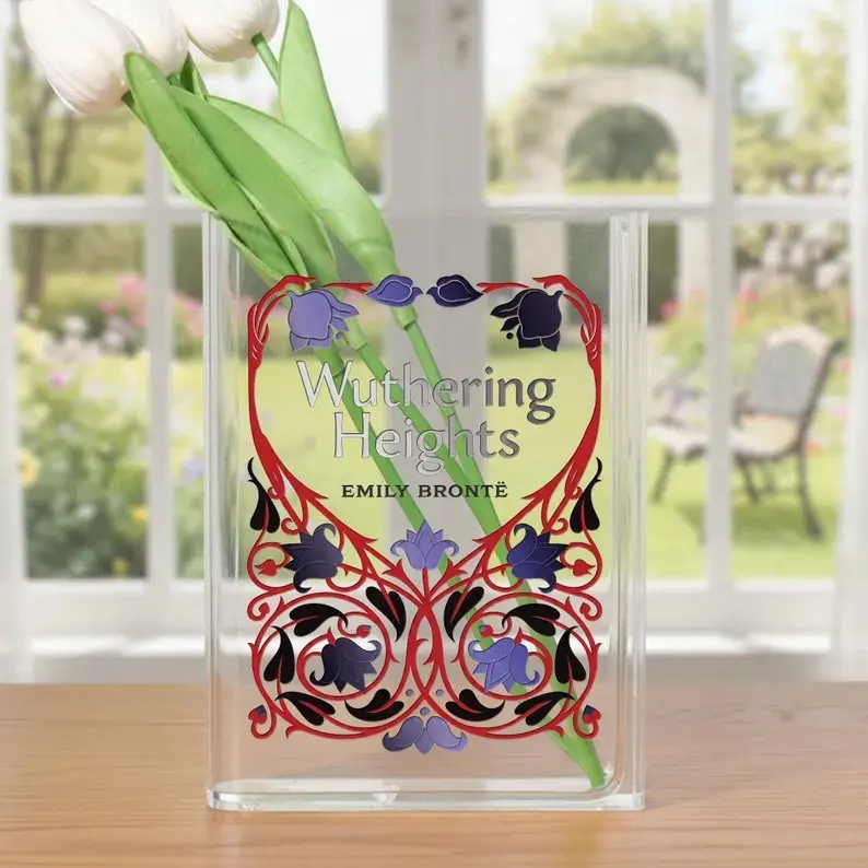 Wuthering Heights Acrylic Book Vase, Bookish Home Decor, Classic Novel Lover Gift