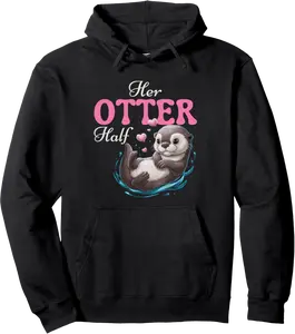 Her Otter Half Valentine's Day Cute Otter Matching Couple Pullover Hoodie - Jameciahar Shop 51B0D3B8FW7F