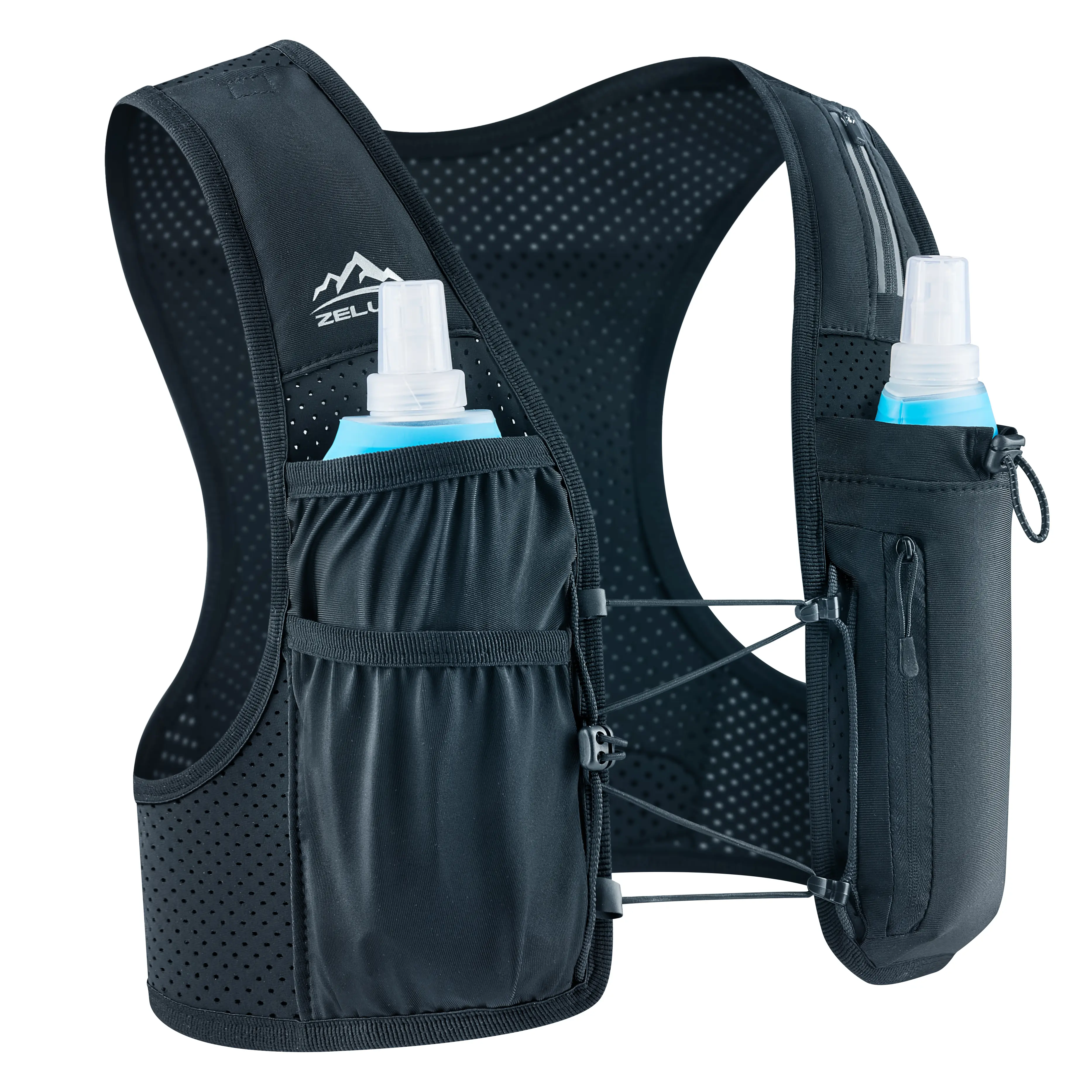 Zelvot Hydration Vest for Running – Adjustable Chest Straps, 500ml Soft Flask, Lightweight Reflective Backpack for Men & Women