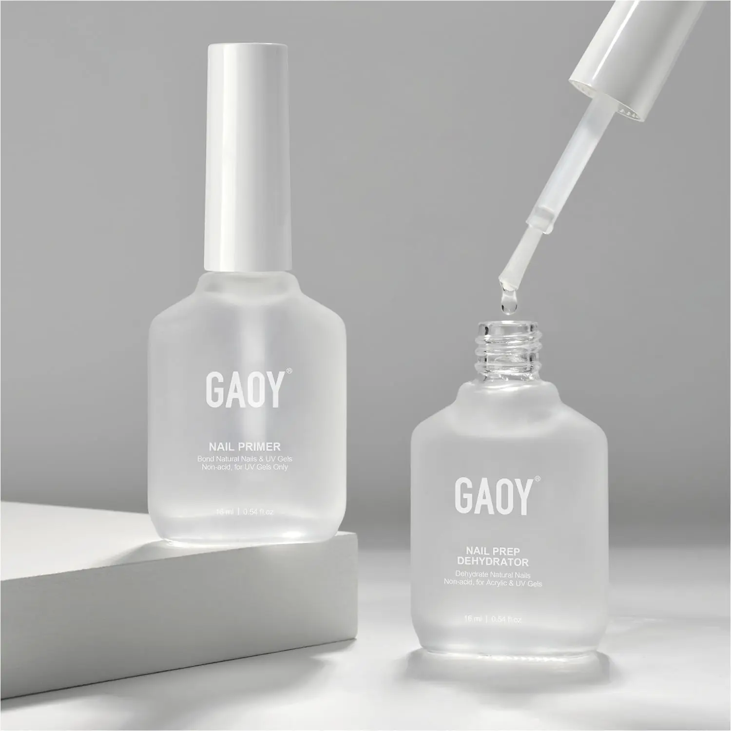 GAOY Nail Dehydrator and Primer, 2 Pcs Acid-Free Natural Nail Prep Dehydrate and Bond Primer Set, for Gel Nail Polish