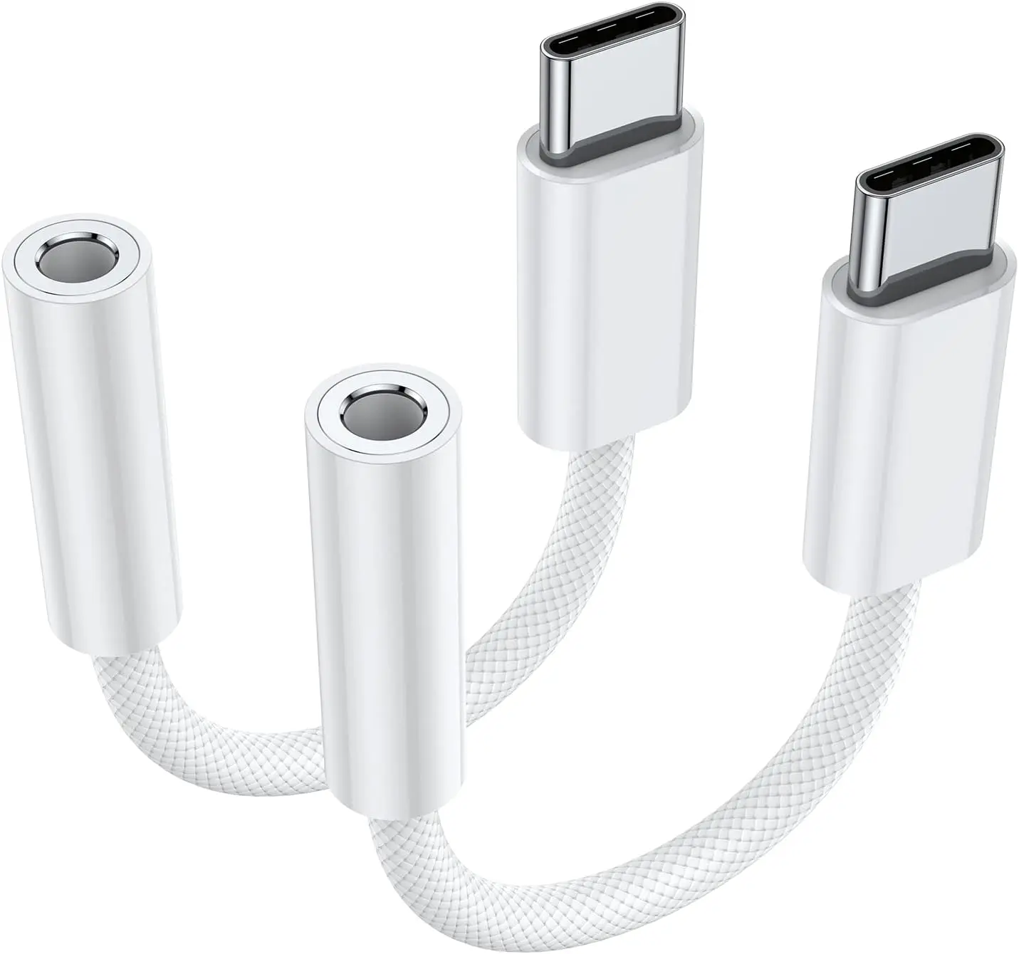 2-Pack USB Type-C to 3.5mm Female Headphone Jack Adapter, USB-C to Aux Audio Dongle for iPhone 17/16/15 Pro Max, Samsung Galaxy S23/S24/S25 Ultra, iPad Pro, MacBook, Pixel 9