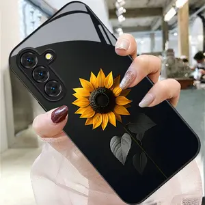 Phone Case: Sunflower Print Design Phone Case Suitable for Samsung Galaxy A04s/A05s/A06/A07/A10/A11/A12/A13/A14/A15/A16/A17/A20s/A21s/A22s/A23/A24/A25/A26/A30s/A31/A32/A33/A34/A35/A36/A42/A50s/A51/A52/A52s/A53/A54/A55, Anti-drop Tempered Glass
