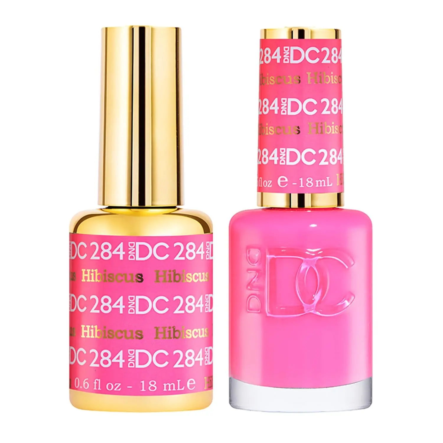DND DC Gel Polish Set 284 Hibiscus Pink Collection UV LED Gel Polish & Air Dry Nail Lacquer Matching Chip Free Polish Duo 0.5 Fl Oz