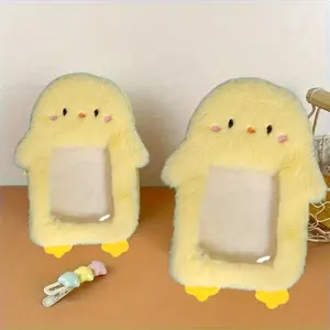 Cute Plush Chicken Card Clip, Korean Pop Music Photo Card Holder, School ID Protection Case, Keychain, Stationery Accessory, Id Badge Holder