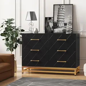Gaomon Black 6-Drawer Dresser - Storage Organizer for Bedroom
