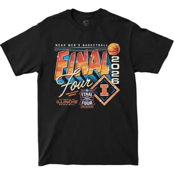Campus Ink Illinois Fighting Illini Black 2026 Men's Basketball Final Four Streetwear Short Sleeve