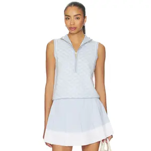 Varley Vincent Half Zip Knit Top in Xenon Blue & White