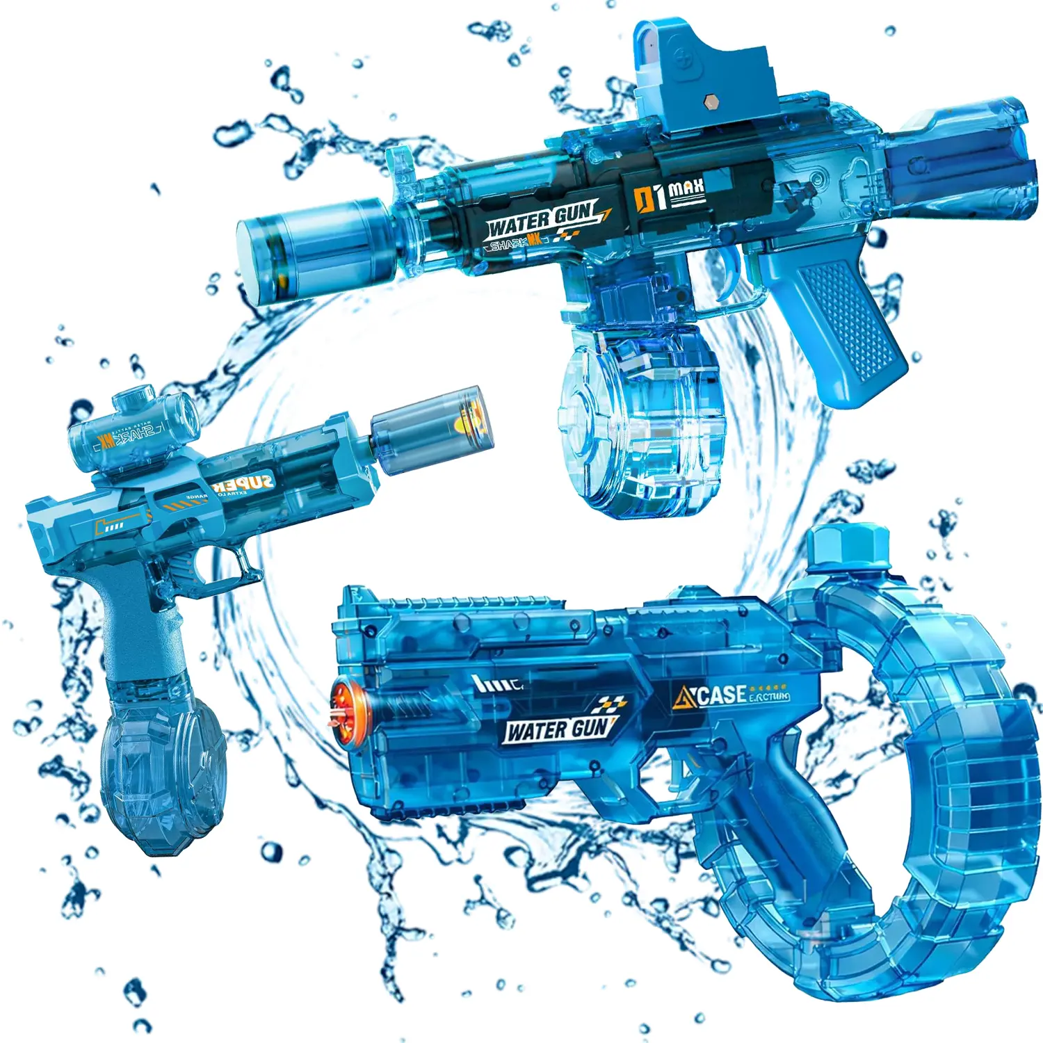 Battery-Powered Water Gun - Automatic Squirt Gun with LED Shot Glow, 320cc Quick-Release Tank (Speeds Up Refills), 32 FT Range, Glowing Muzzle, Summer Party Toy for Adults, Outdoor Stuff for Easy Outdoor Play