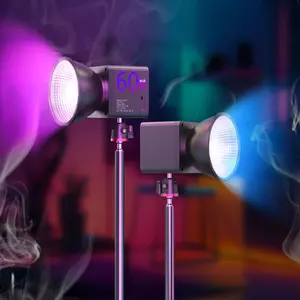 60w RGB Photography Light, Portable COB Video Light, Video Fill Lamp, Led Fill Lights, 19700 Lux Brightness, 24 Modes, 3350mah Rechargeable, Type-C Fast Charge, Outdoor Use