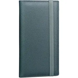 Checkbook Cover for Personal Checkbook, Checkbook Holder with Pen Holder & Built-in Clear Plastic Divider for Duplicate Checks (Grey Green)