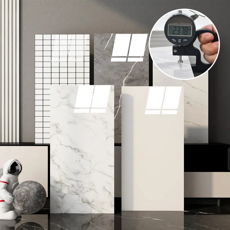 20/40Pcs Large Marble Tile Wall Stickers,PVC material Wall Paper, Easy Peel & Stick, Waterproof Self-Adhesive Panels for Kitchen, Living Room, Bathroom, Corridor, Home and Dormitory - 23.62*11.8 inch,Product details page Outdoorfun Vinyl Decorative Modern