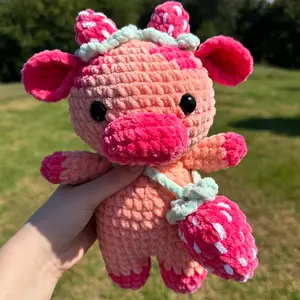 Small Crochet Strawberry Cow