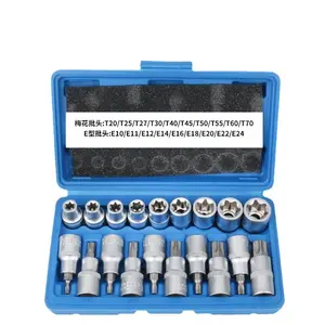 19-Piece Torx Extension Socket Set, Ep4-Ep32 Sockets for 1/2'', 3/8'', & 1/4'' Screwdriver Heads, High-Durability Nail Removal Tool, Socket Kit