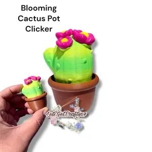 Blooming Cactus Clicker Fidget | 3D Printed Clickers - Stress Relief for Concentration, Available in Multiple Colors, Ideal for Plant Lovers