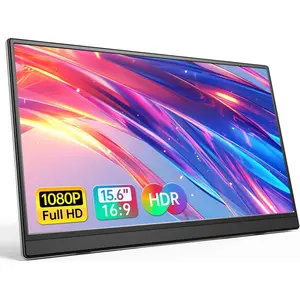 Anyuse Portable Monitor for Laptop 15.6 Inch 1080P USBC-C HDMI Ultra-Slim Travel Monitor with Kickstand, Second External Monitor for Laptop,PC,Mac Phone,PS,Xbox,Swich, black, PM-156P1