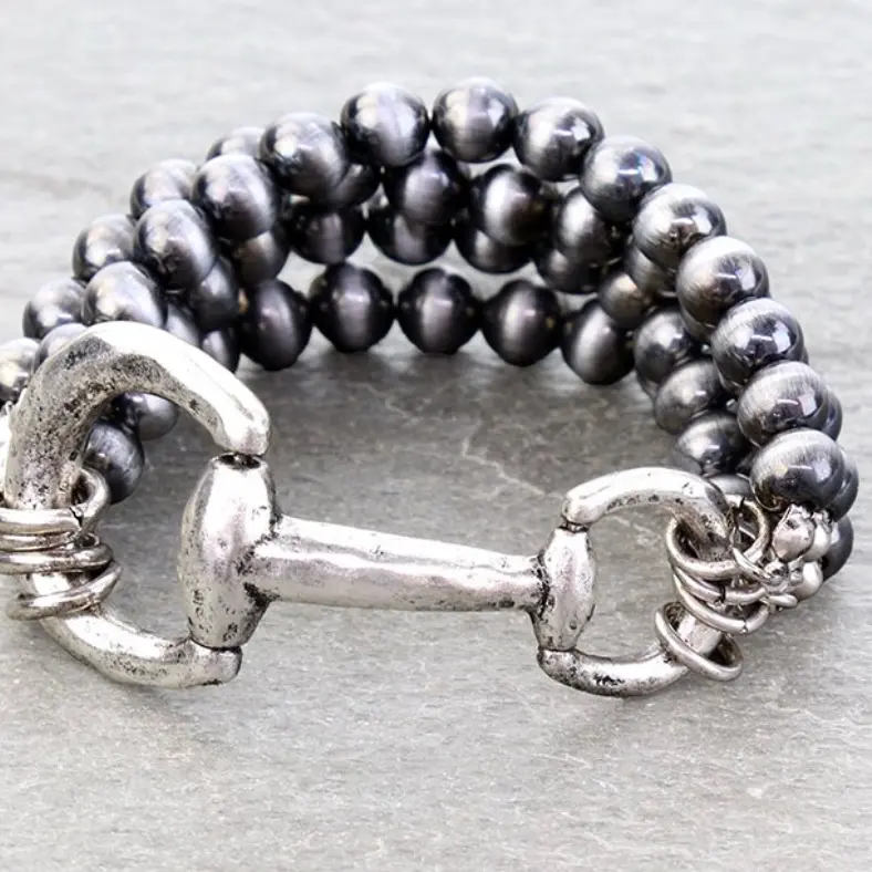 Western Horsebit Stretch Bracelet - Available in Turquoise, Silver, or Copper Colors