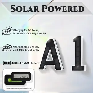 1Pc 4.7Inch solar digital light, solar LED house number, outdoor solar house number, modern house number light, outdoor lighting, outdoor home decoration, suitable for offices, residences, apartments, hotels, factories, villas, and courtyards.