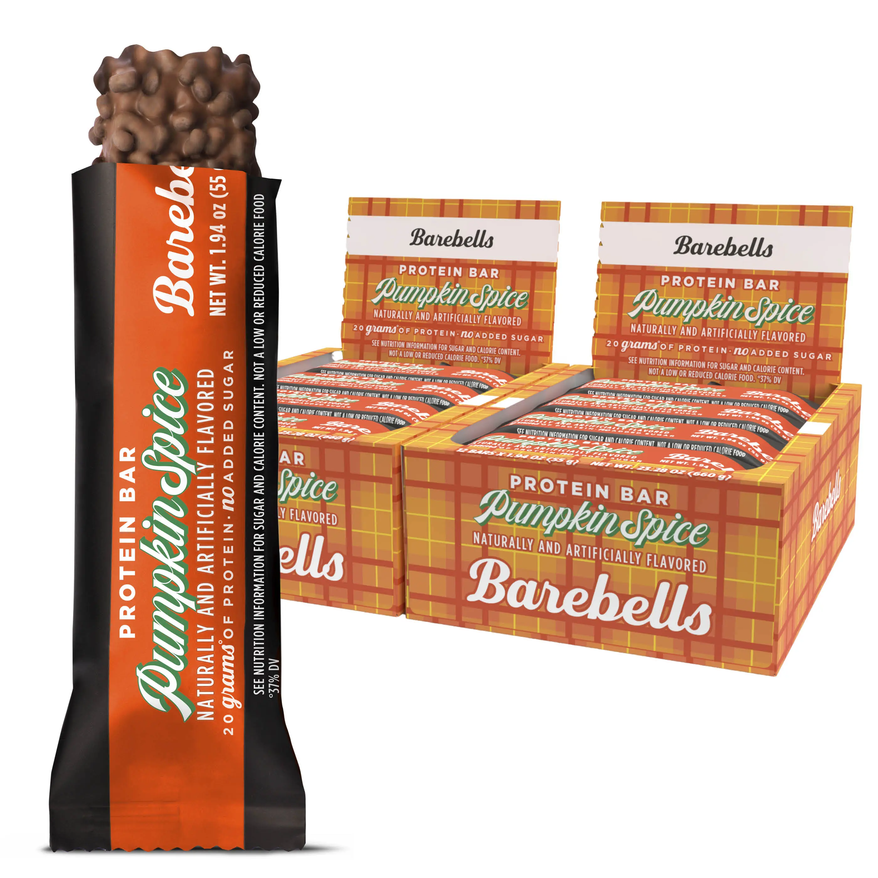 Barebells Protein Bars Pumpkin Spice – 12 Count, 20g High Protein Treats – Seasonal Pumpkin Spice Nutrition Bar with Low Sugar – On-The-Go Breakfast or Post-Workout Snack (Pack of 2)