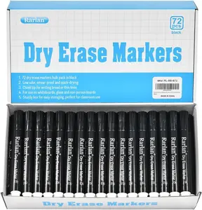 Bulk Pack Dry Erase Markers, 72-Count Black Chisel Tip Markers, Low Odor, Smear-Proof, Quick-Dry, Ideal for Whiteboards & Classrooms