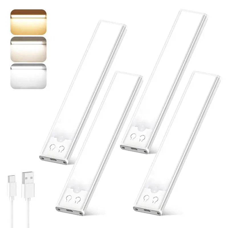 Under Cabinet Lights, Motion Sensor Night Lights Indoor, 1800mAh USB Rechargeable Lights, Dimmable Wireless Closet Lights for Kitchen, Wardrobe, Pantry, Closet, Bathroom, Stairs, Sink Cabinet, Garage, St. Patrick's Day Home Decor, Easter Sunday Gifts