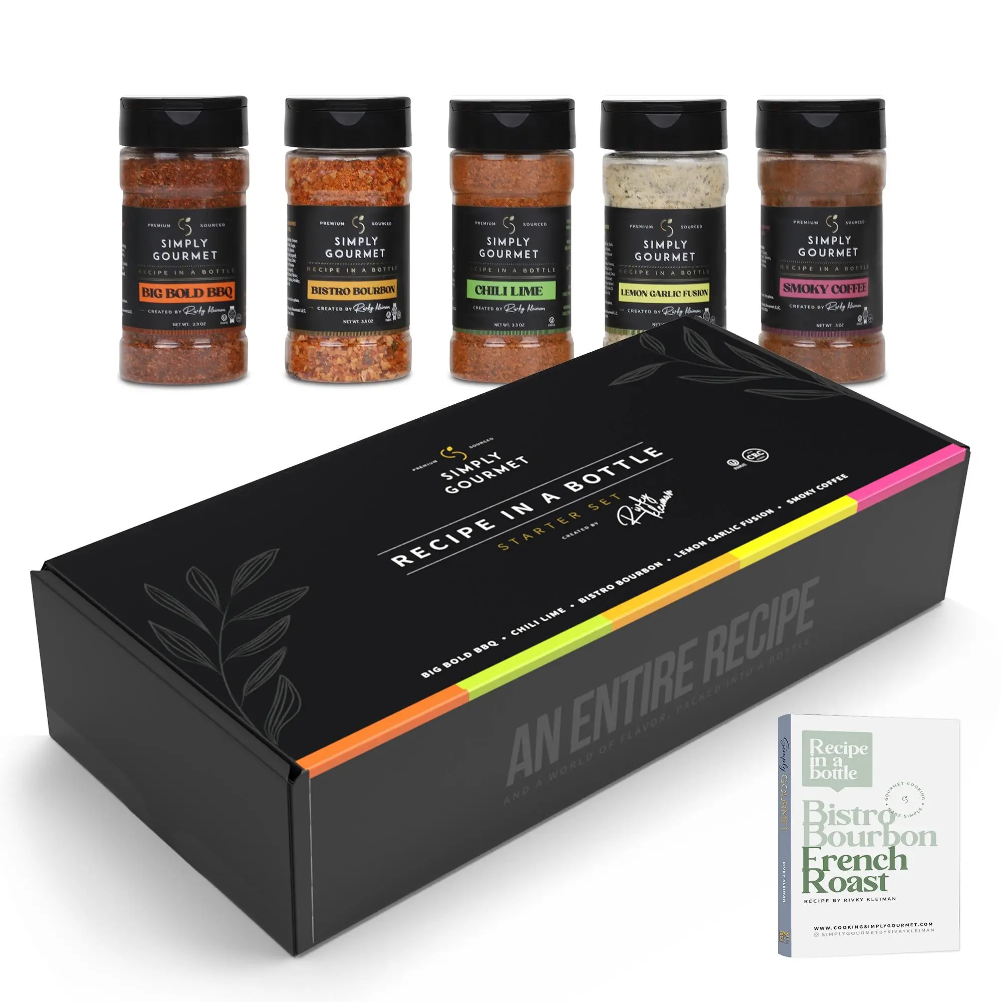 Spice Box Gift Set 5 | Premium Blends With Recipe Cards | Best Gift for Foodies | Recipe in a Bottle | Miniature Cooking Adventure in a Box | Simply Gourmet by Rivky Kleiman