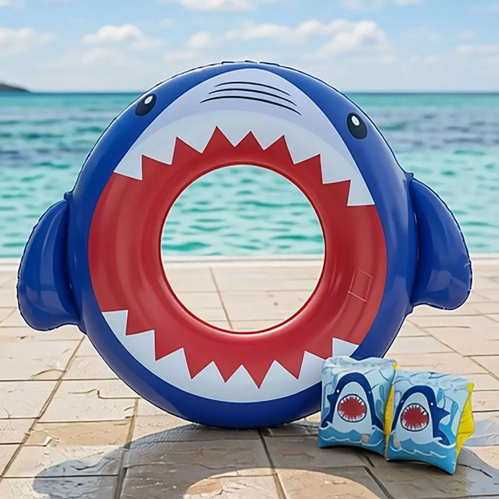 3pc Cute Shark Thickened PVC Swimming Rings and Two Arm Floats, Soft Lightweight, Small Size Easy Storage, Pool Beach Toy, Kids Gift, Fun Pool Floats, Pool floaties, Pool Inflatables, Inflatable Pool Floats