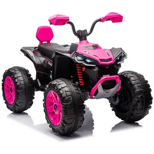 24V Kids Electric ATV 4-Wheeler (2-Seater) - 800W Dual Motor Ride-On with Bluetooth, MP3/USB, Spring Suspension & Safety Knee Pads - 7Ah Battery,Pink