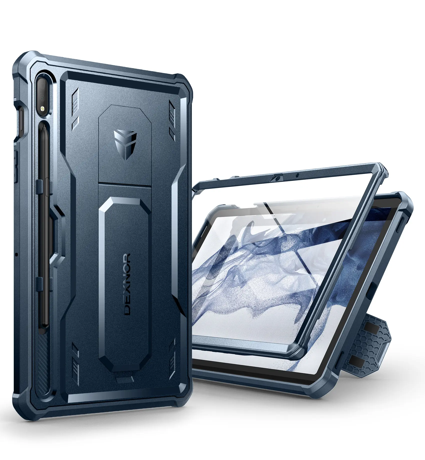 Dexnor Case for Galaxy Tab S8 / S7 11 Inch, Built-in Screen Protector & Kickstand - S Pen Holder, Heavy Duty Shockproof Full Body Protective Cover