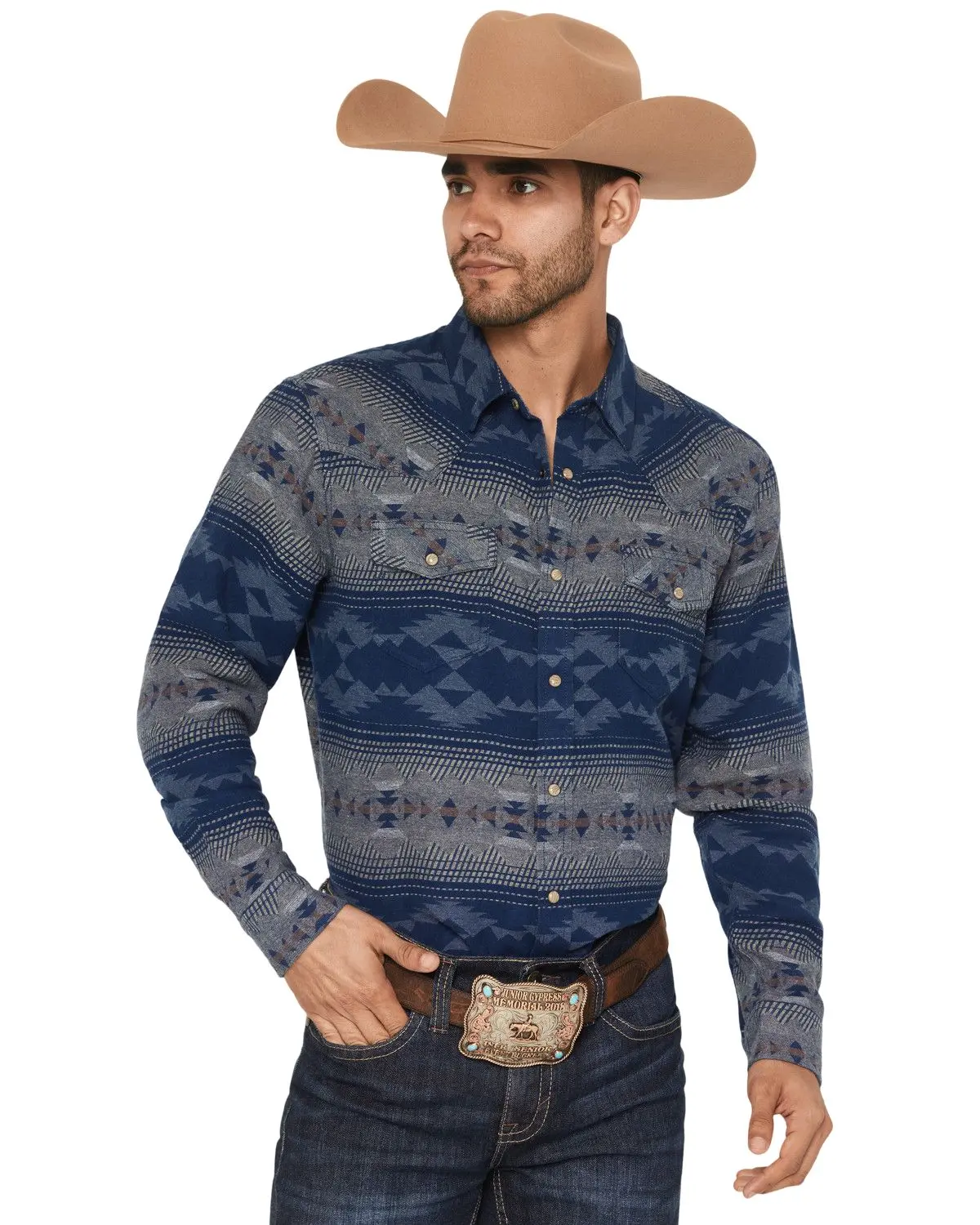 Cody James Men's Men'S Arrow Bear Southwestern Long Sleeve Snap Flannel - Cjfa23fl6-Bl