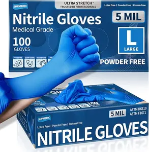 Blue Nitrile Exam Gloves – 5 Mil, Powder-Free, Latex-Free