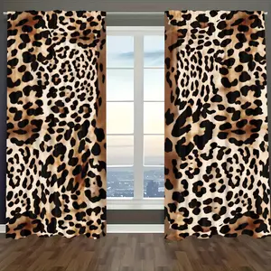 Two leopard print decorative curtains, Window Curtain, lightweight and breathable, suitable for comfortable bedrooms, stylish offices, modern kitchens, cozy living rooms, and quiet reading nooks.
