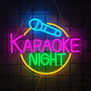 Karaoke Night Neon Sign, Led Karaoke Bar Neon Signs for Wall Decor,Karaoke Open Wall lights, USB Powered for Game Room Man Cave Bar Pub Party Birthday Gift