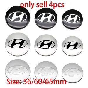 4PCS 56/60/65mm Car Wheel Hub Center Cap Emblem Stickers For Hyundai i10 i30 i20 i40 IX35 Sonata Santa Fe Accent Tucson Elantra Creta Kona Genesis Equus Coupe Azera ioniq N Line