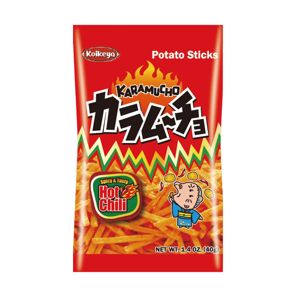 KOIKEYA Karamucho Spicy Potato Chips - Japanese Savory Snack, 40g Bag