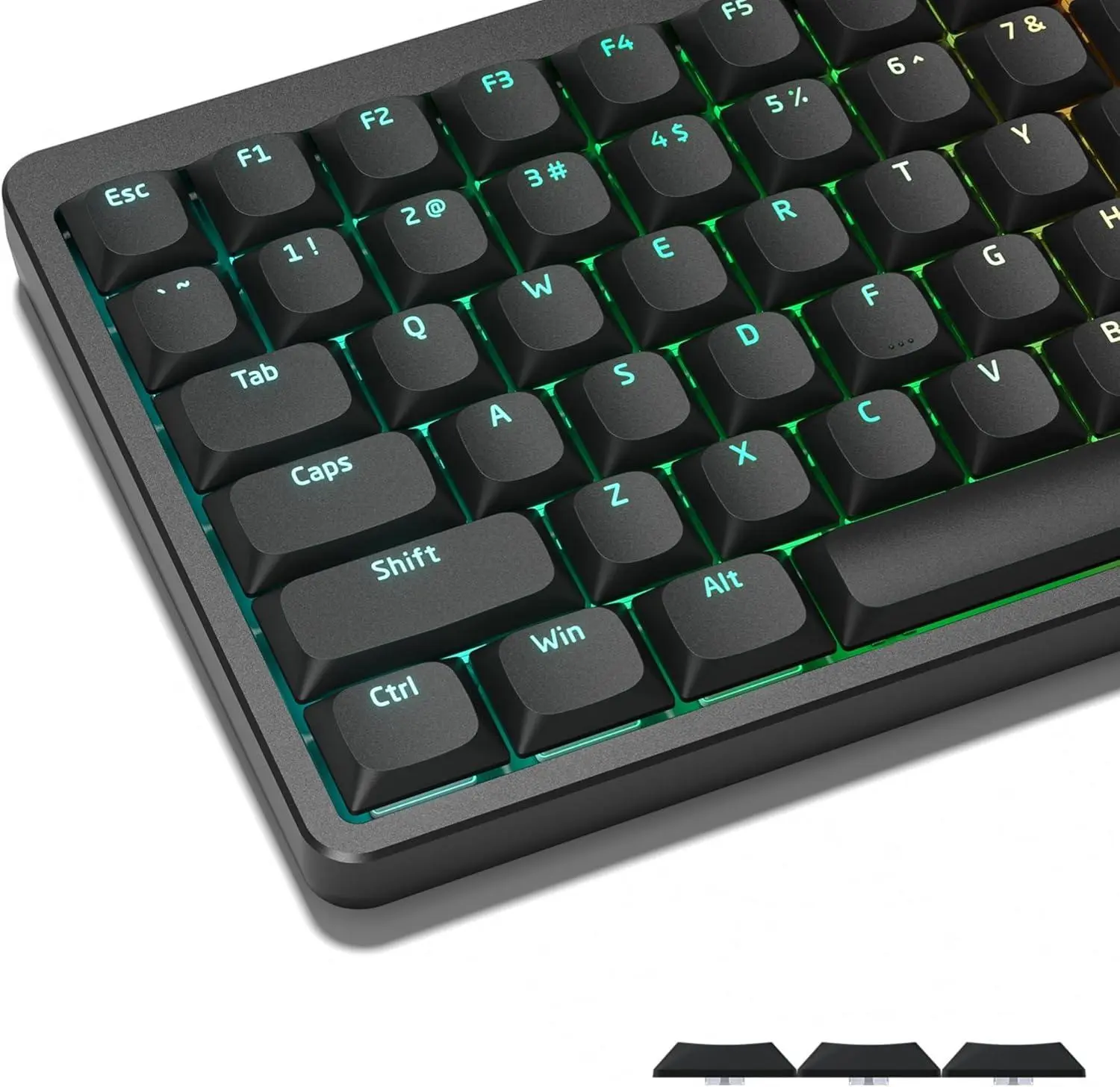 Womier Low Profile PBT Shine-Through Keycaps for US Layout Mechanical Gaming Keyboards, Compatible with Cherry, Gateron, MX Switches, Mechanical Gaming Keyboard