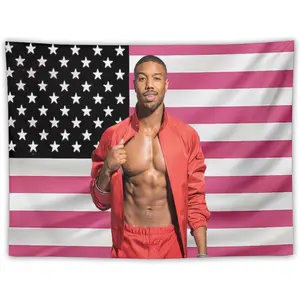 Singer Actor Star Michael b Jordan Flag Tapestry Prints Room Aesthetic Tapestry Art Prints Wall Painting Artworks Tapestries Hanging Picture Gift Bedroom Home Decor