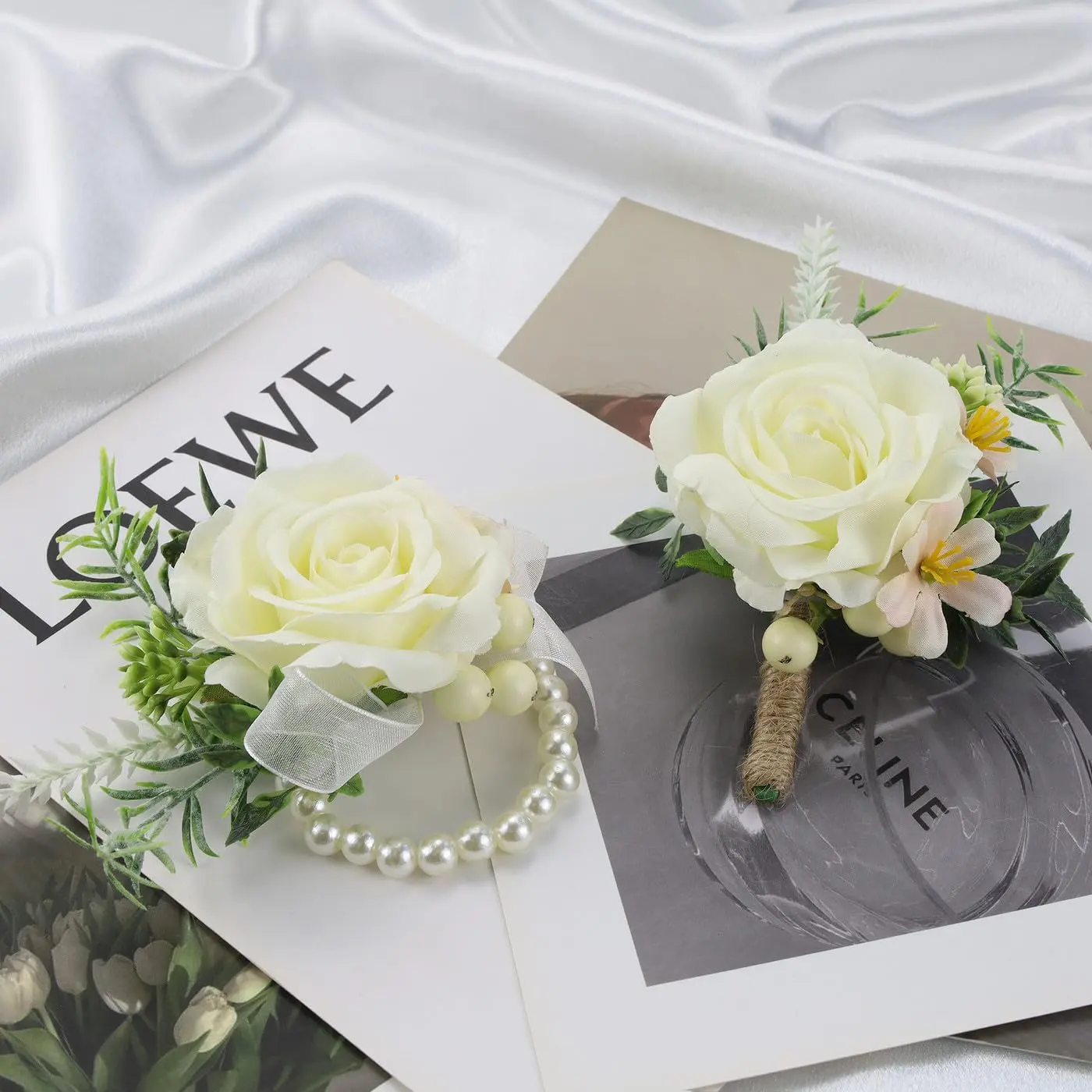 White Pink Corsage - Single Chain