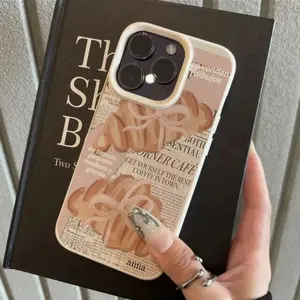 White lychee-textured croissant newspaper pattern phone case, perfect as a birthday gift, compatible with iPhone 17/16/15/14/13/12/11/X/XS/XS Max, a holiday gift, suitable for various occasions, Cover, Accessories, Smartphone, Cellphone summerwins