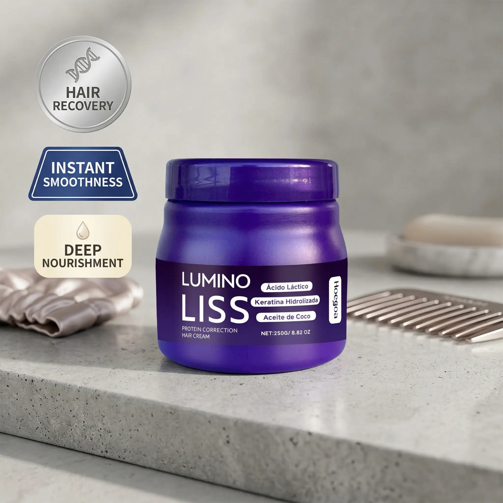 Lumino Liss Keratin Anti-Frizz Smoothing Hair Cream (250g/8.8oz) - Formaldehyde-Free Protein Blend Gentle Nourishing Haircare Treatment for Adults’ Dry Hair, Deep Repair, Soft Silky Finish, Buy 1 Get 1 Free, Soft Silky Hair