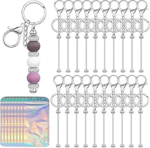 30/60/120 Pcs Beadable Keychain Bars Bulk Blank Creative Cute Keychains Bar for Beads Purse Keychains for Women Man