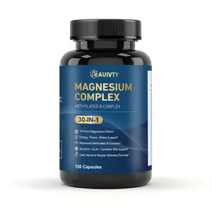 Auivty Healthcare Edible Magnesium Complex Vitamins Mineral Supplements - 10-Form Magnesium, Methylated B-Vitamins, CoQ10, ALA, L-Carnitine Multi-Ingredient Mineral Supplements - Supports Energy, Nerve, Muscle Health - 120 Capsules (60-Day Supply)