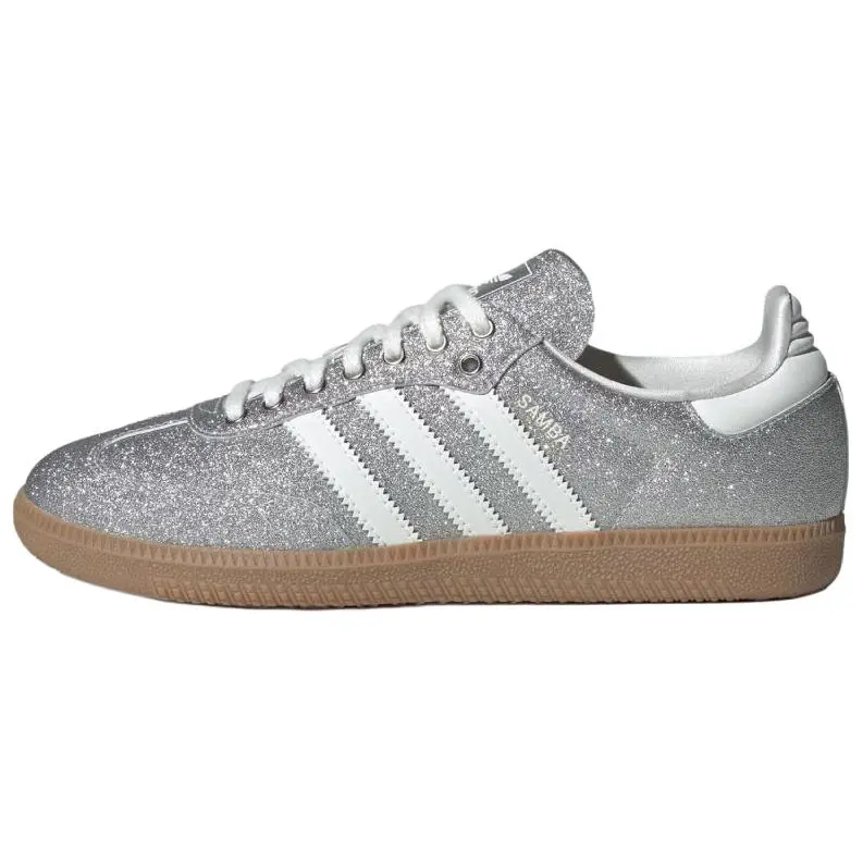 Adidas Wmns Samba OG Sparkle Silver Metallic Women's Athletic Trainer - Classic Retro Sports Shoe, Durable Rubber Outsole, Comfortable Fit, Performance Footwear, Sports Shoes, Casual Wear, Women's Shoes