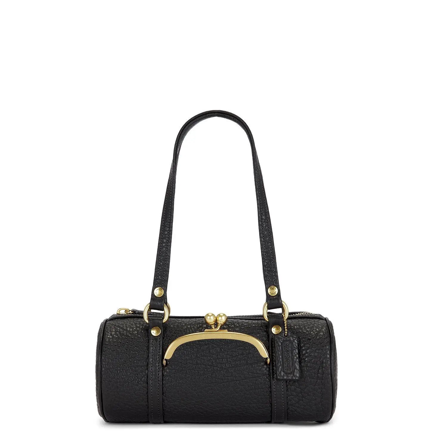Coach Coach Originals Textured Pebble Leather Kisslock Barrel Bag 28 in Black
