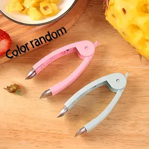 Stainless Steel Pineapple Strawberry Corer and Seed Remover with Ergonomic Handle - Heavy-Duty Kitchen Gadget for Fresh Pineapple, Strawberry, Kiwi, Apple, and Melon - Durable Metal Fruit Prep Tool with Sharp Precision Tip and Non-Slip Grip