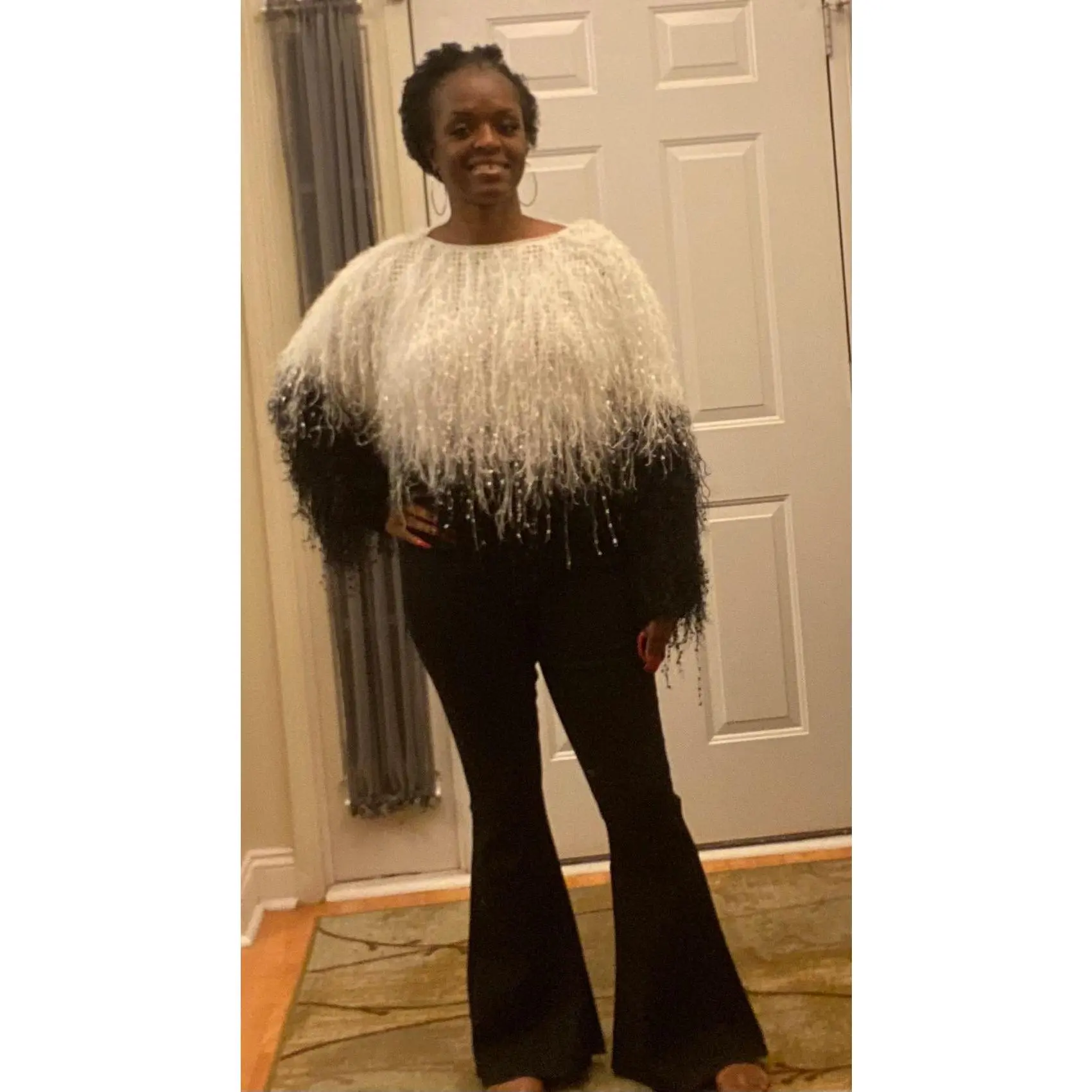 Black and White Tassel Sweater