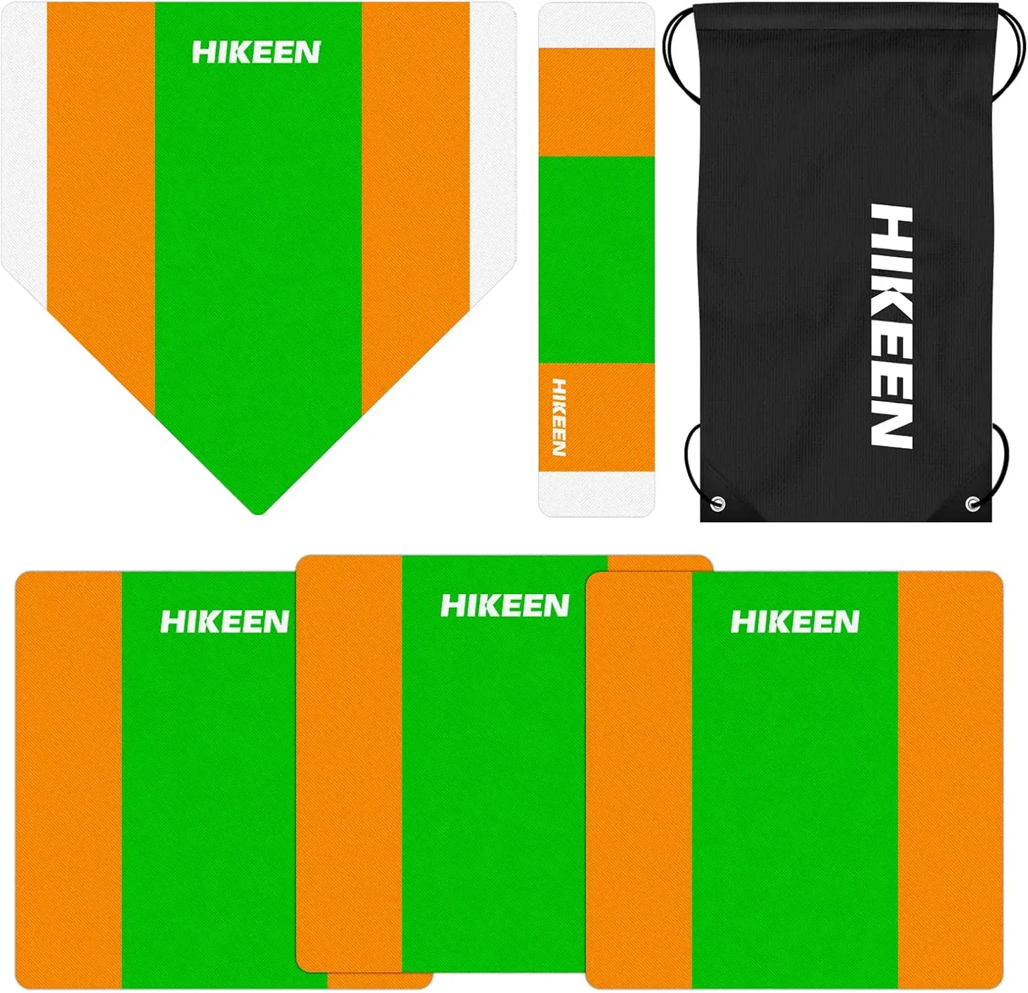 Hikeen 5 Piece Baseball & Softball Base Set, Throw Down Rubber Bases for Baseball Softball Kickball with Home Plate for Backyard Field Practice