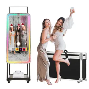MWE Selfie Photo Booth With Printer, Magic Mirror Camera Booth for Christmas Wedding Party, Selfie Booth Shell Stand