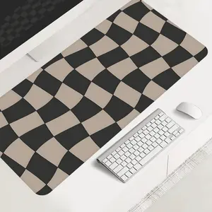 Checkered Pattern Large-Sized Gaming Mouse Pad, Black And Beige Desktop Protection Pad, Anti-Slip Rubber Lock Edge High-Definition Printing, Suitable For Computers, Laptops, Offices, Homes, As A Gift For Family And Friends, Gaming Desk Accessory