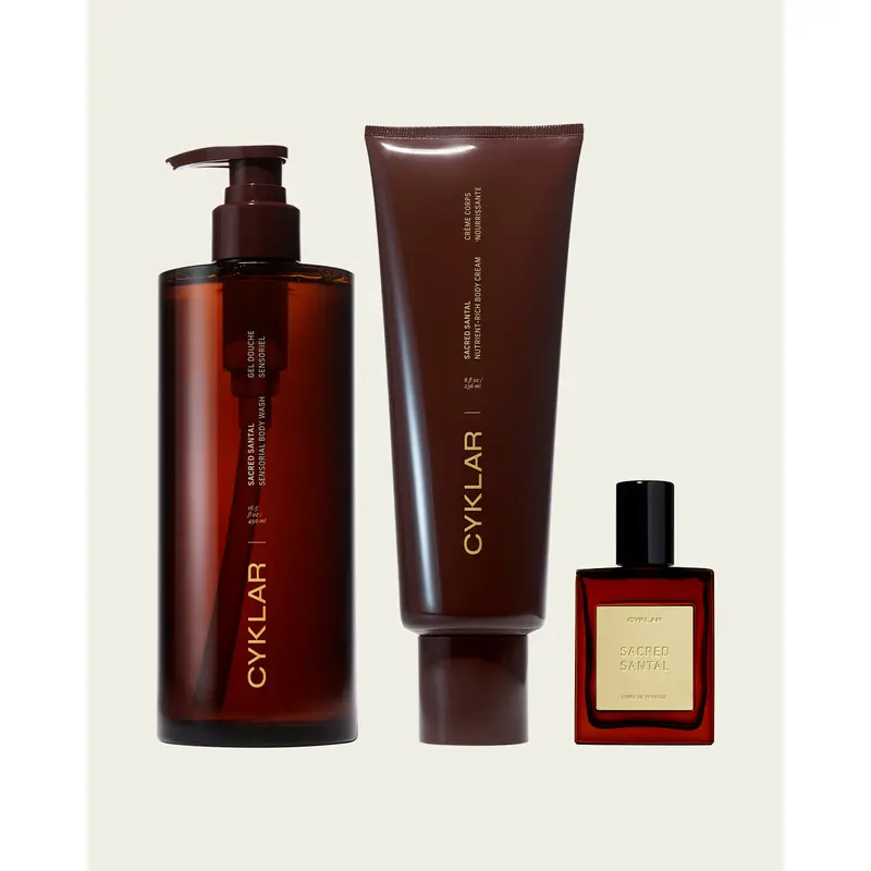 Sacred Santal Body Care Essentials Set - Sensorial Body Wash, Nutrient-Rich Body Cream & Perfume Oil
